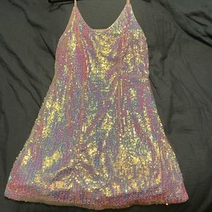 Pink and white sequin dress, size medium, worn once
